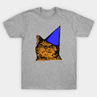 Drunk Party Cat (Blue Version) T-Shirt